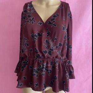 Ann Taylor Factory long sleeve floral blouse